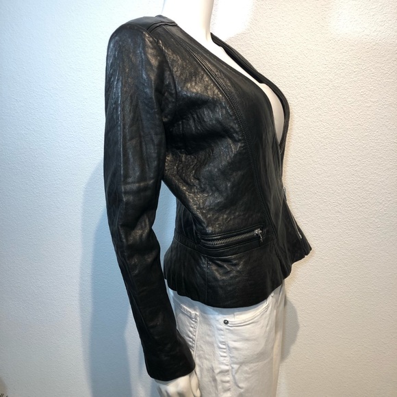 IRO ‘Imaei’ Black Asymmetrical Zipper Biker Moto Lamb Leather Jacket - Picture 8 of 12